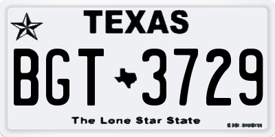TX license plate BGT3729