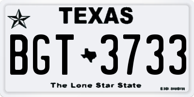 TX license plate BGT3733