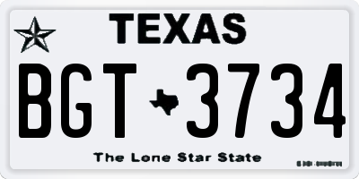TX license plate BGT3734