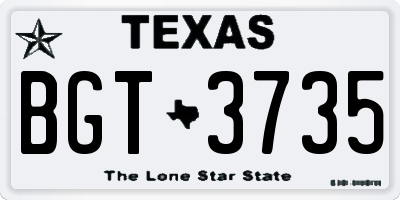 TX license plate BGT3735