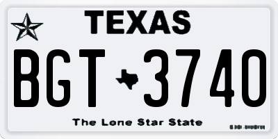 TX license plate BGT3740