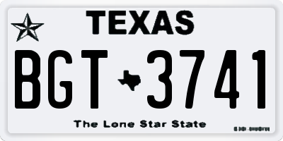 TX license plate BGT3741