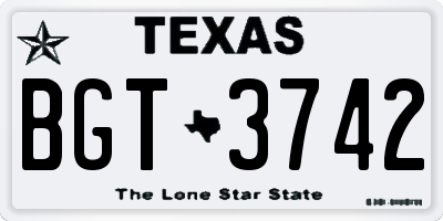 TX license plate BGT3742