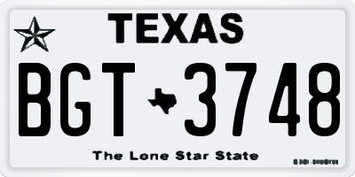 TX license plate BGT3748