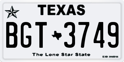 TX license plate BGT3749