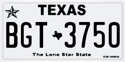 TX license plate BGT3750
