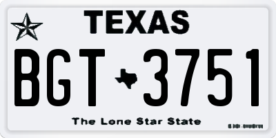 TX license plate BGT3751