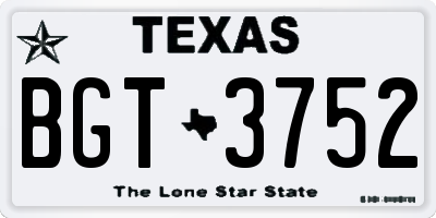TX license plate BGT3752