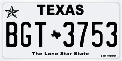 TX license plate BGT3753