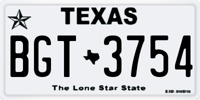 TX license plate BGT3754