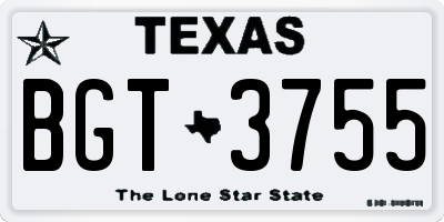 TX license plate BGT3755