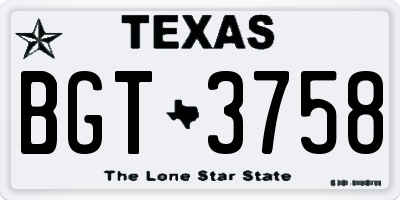 TX license plate BGT3758