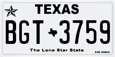 TX license plate BGT3759