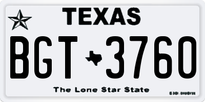 TX license plate BGT3760
