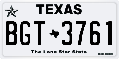 TX license plate BGT3761