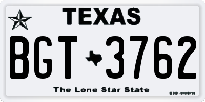 TX license plate BGT3762