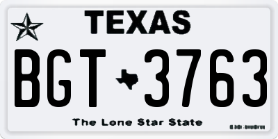 TX license plate BGT3763