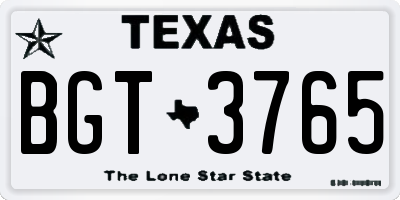 TX license plate BGT3765