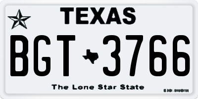 TX license plate BGT3766