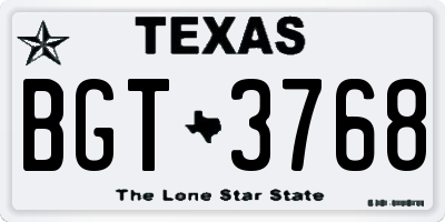 TX license plate BGT3768