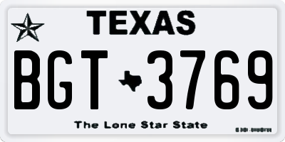 TX license plate BGT3769