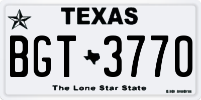 TX license plate BGT3770