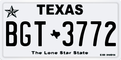 TX license plate BGT3772