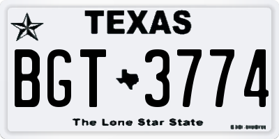 TX license plate BGT3774