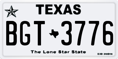 TX license plate BGT3776