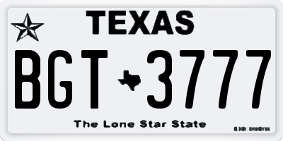 TX license plate BGT3777