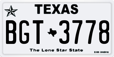 TX license plate BGT3778