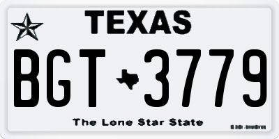 TX license plate BGT3779