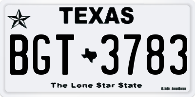 TX license plate BGT3783
