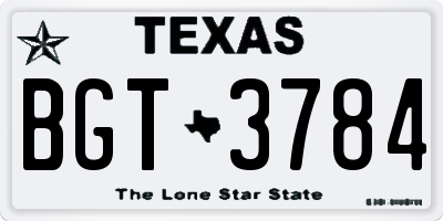 TX license plate BGT3784