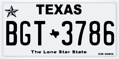 TX license plate BGT3786