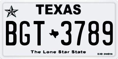 TX license plate BGT3789