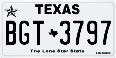 TX license plate BGT3797