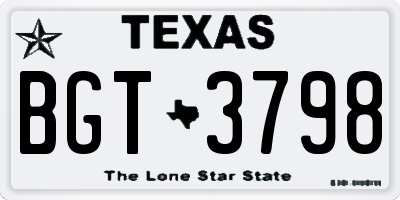 TX license plate BGT3798