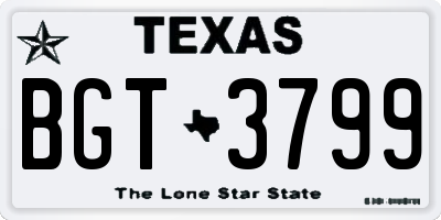 TX license plate BGT3799