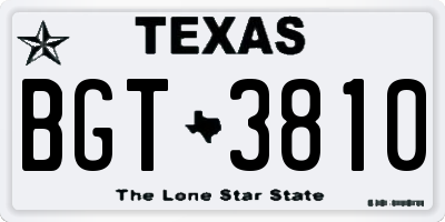 TX license plate BGT3810