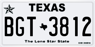 TX license plate BGT3812