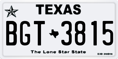 TX license plate BGT3815