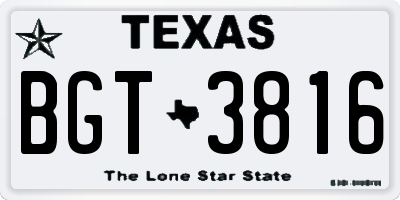TX license plate BGT3816