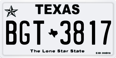 TX license plate BGT3817