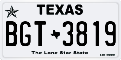 TX license plate BGT3819