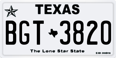 TX license plate BGT3820