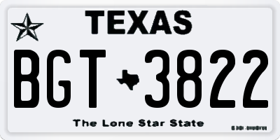 TX license plate BGT3822