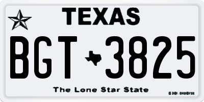 TX license plate BGT3825