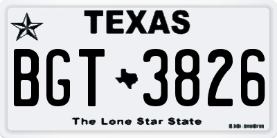 TX license plate BGT3826