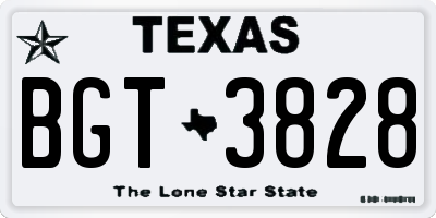 TX license plate BGT3828